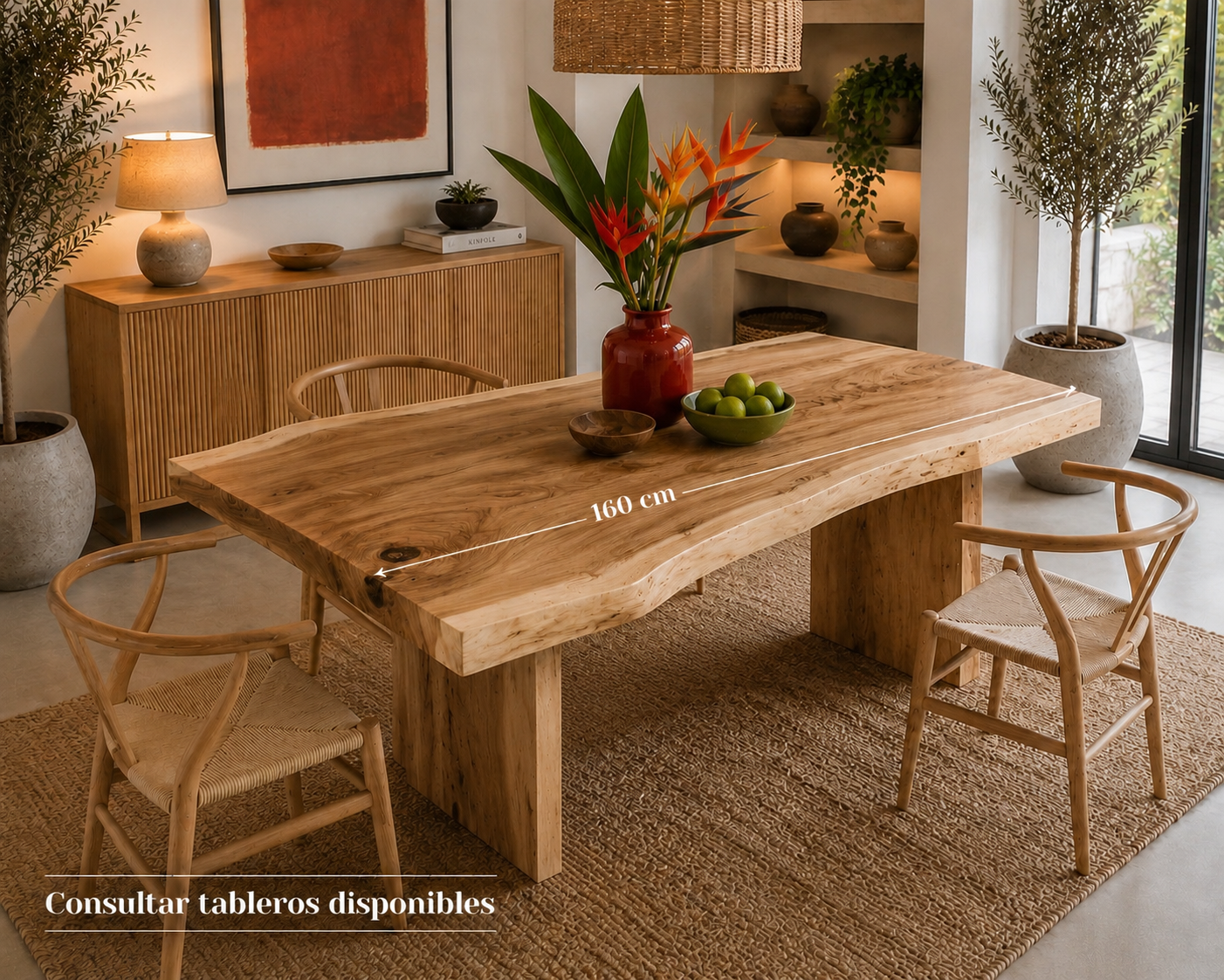 Mesa de 160 pata madera Mesas rústicas de madera maciza de Suar de una pieza de 160 cm (pata de madera). Desde....