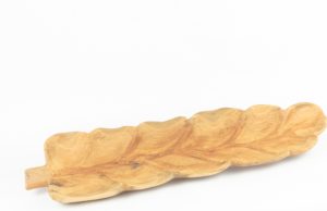 Bol de madera de Teca tallada hoja de 66cm