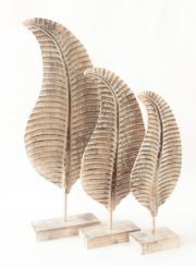 Figura decorativa hojas de madera acabado natur