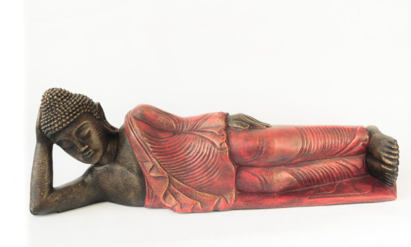 Buda tumbado de 81 cm acabado rojo | Rococo