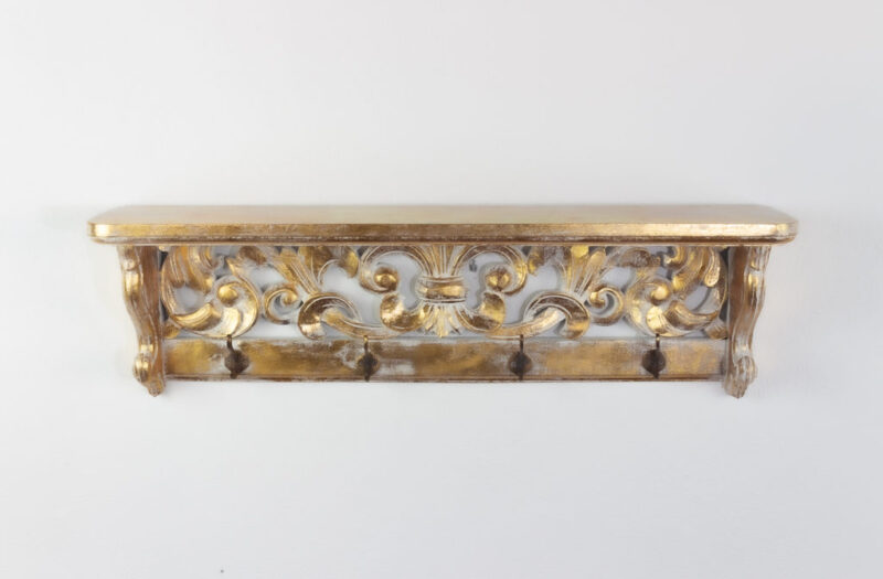 Perchero de madera Kanda en pan de oro de 70x20cm