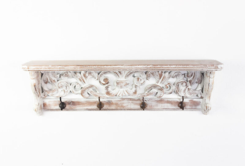 Perchero de madera Kanda blanco decapado