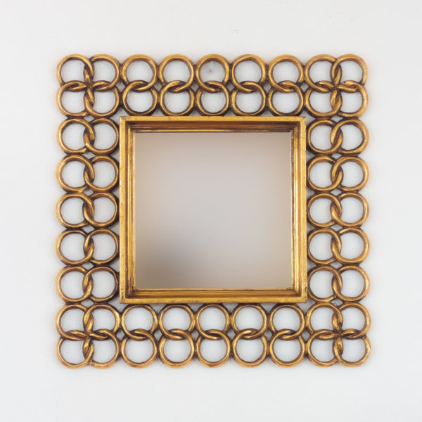 Espejo decorativo de madera Gold Chaine Square de 50x50cm en Oro