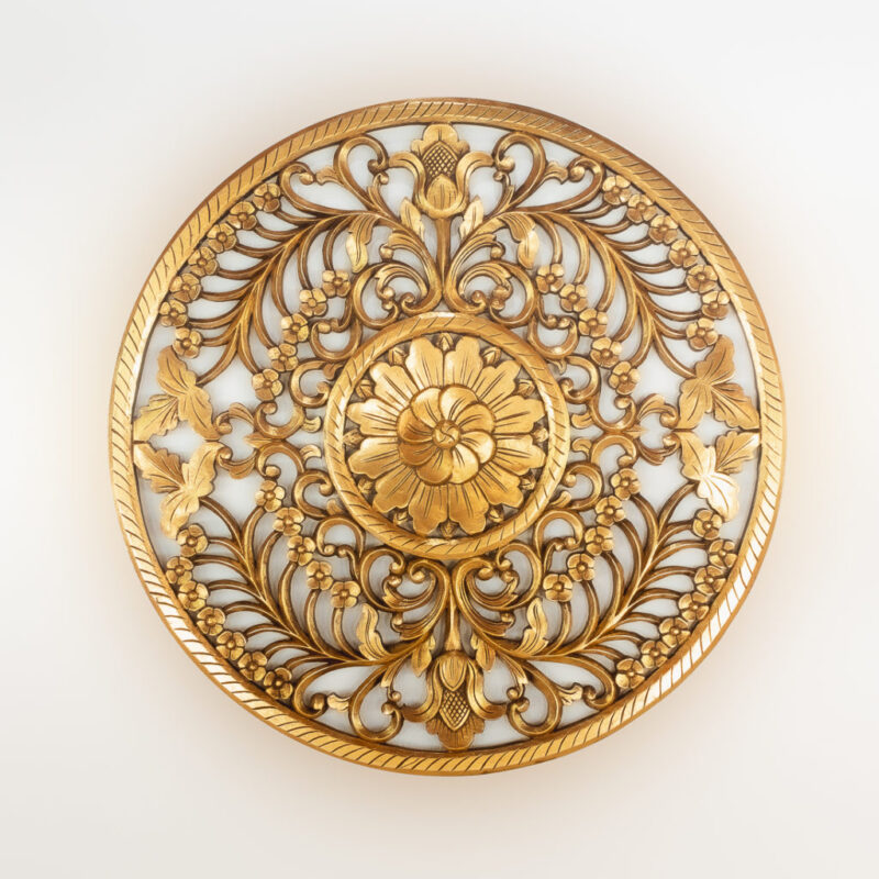 Mandala redondo de madera Decowall Round de 110x110 en Oro envejecido