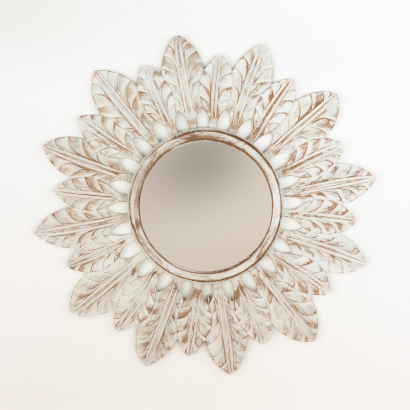 Espejo decorativo redondo Catalina de 80x80cm en Blanco decapado