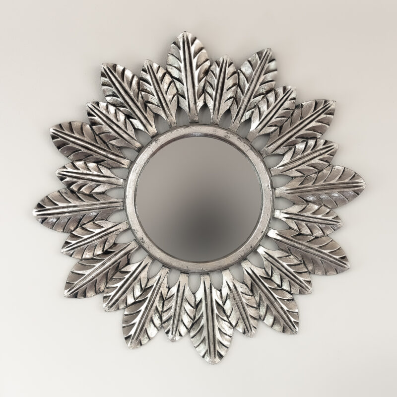 Espejo decorativo redondo Catalina de 80x80cm en Plata (envejecida)