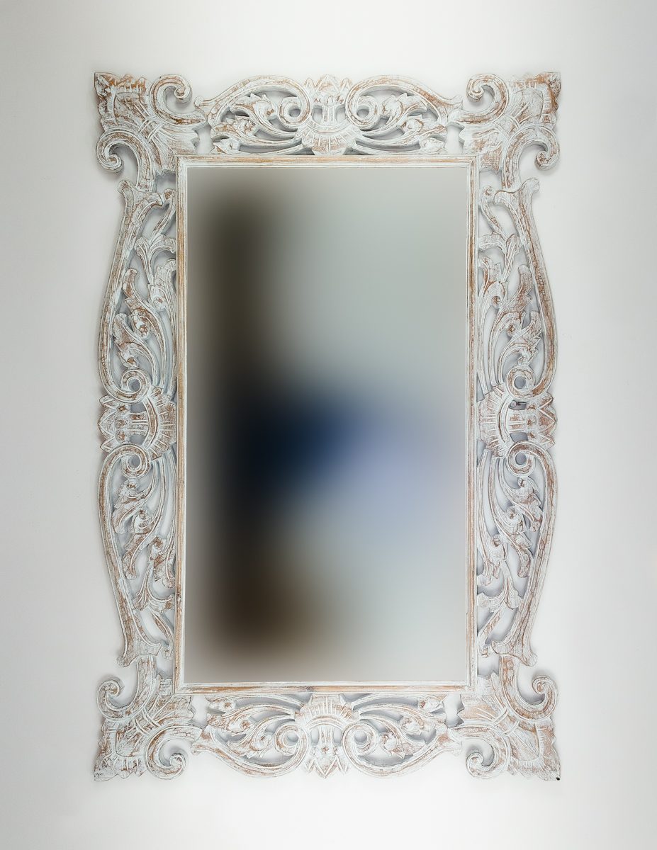 Espejo de madera blanco decapado