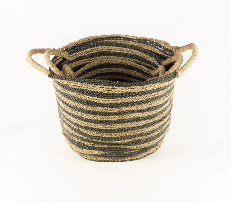 Cesto de Rafia-Seagrass bitongo a listas Marine mod. 50