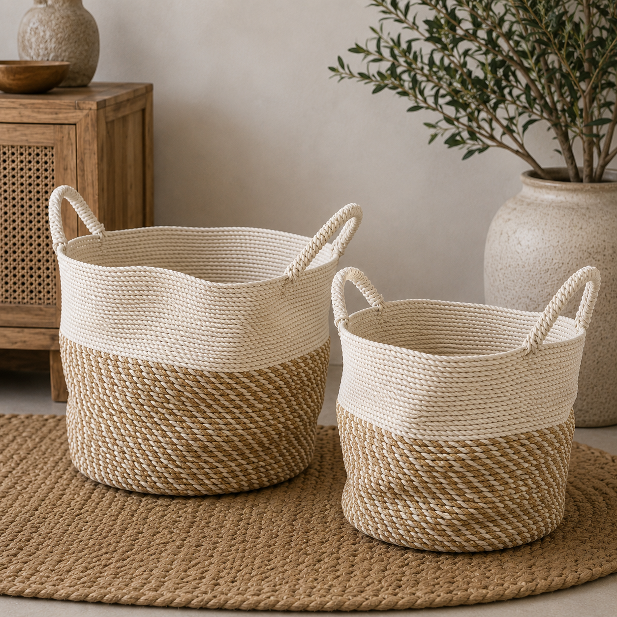 cesto rafia mod49 Cesto de Rafia-Seagrass blanco-natural