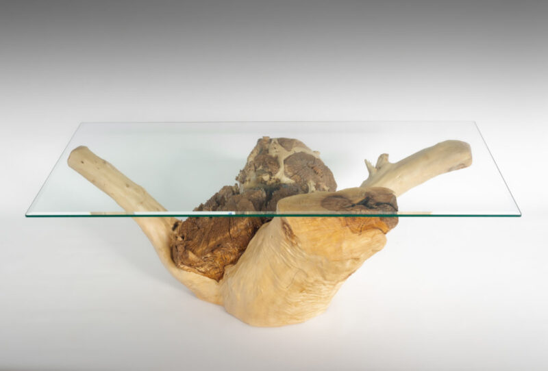 Mesa de Olivo de tronco natural de 38x70x117 | MiRococo.com