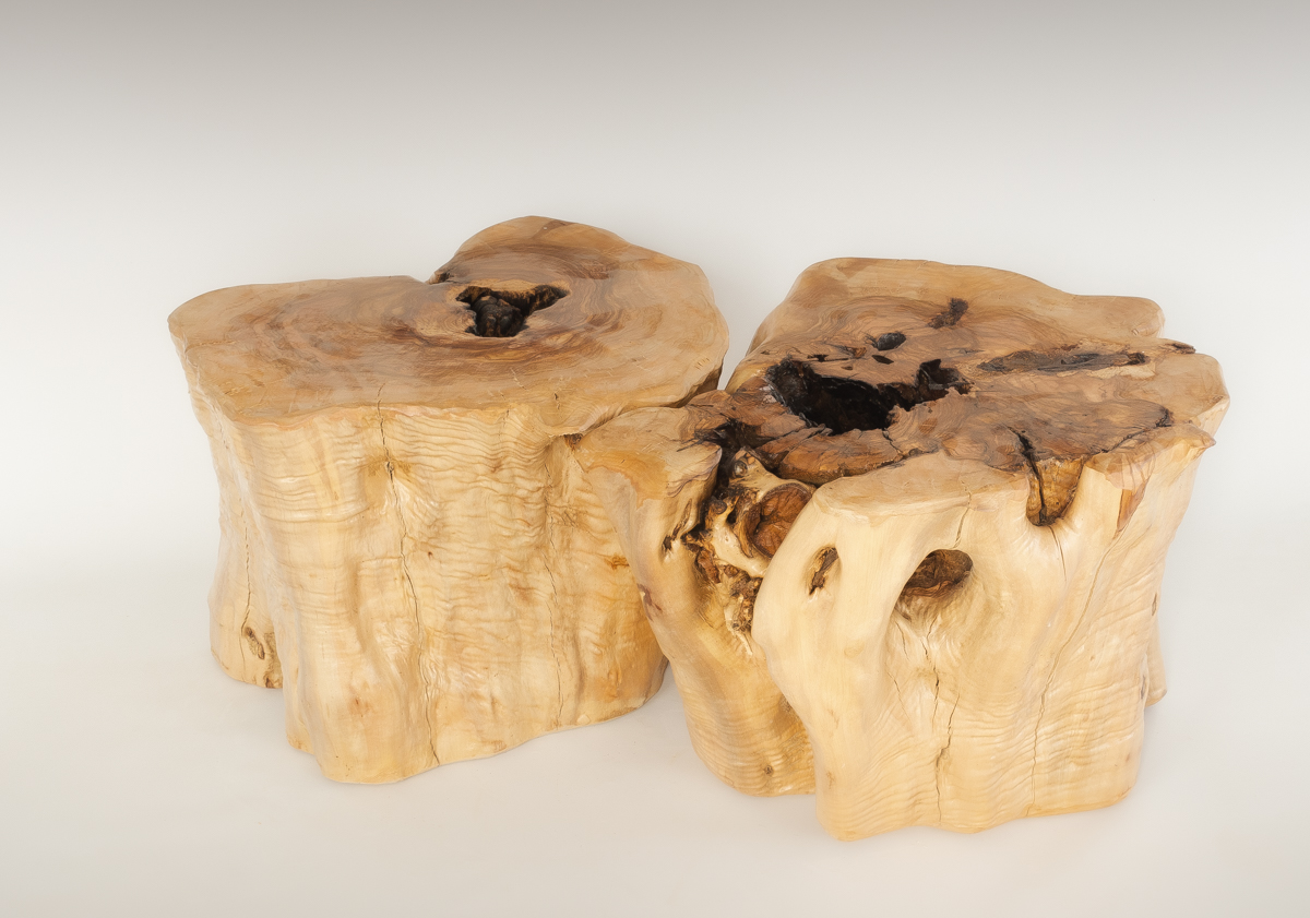 Mesa de Olivo de tronco natural de 37x54x54 | MiRococo.com