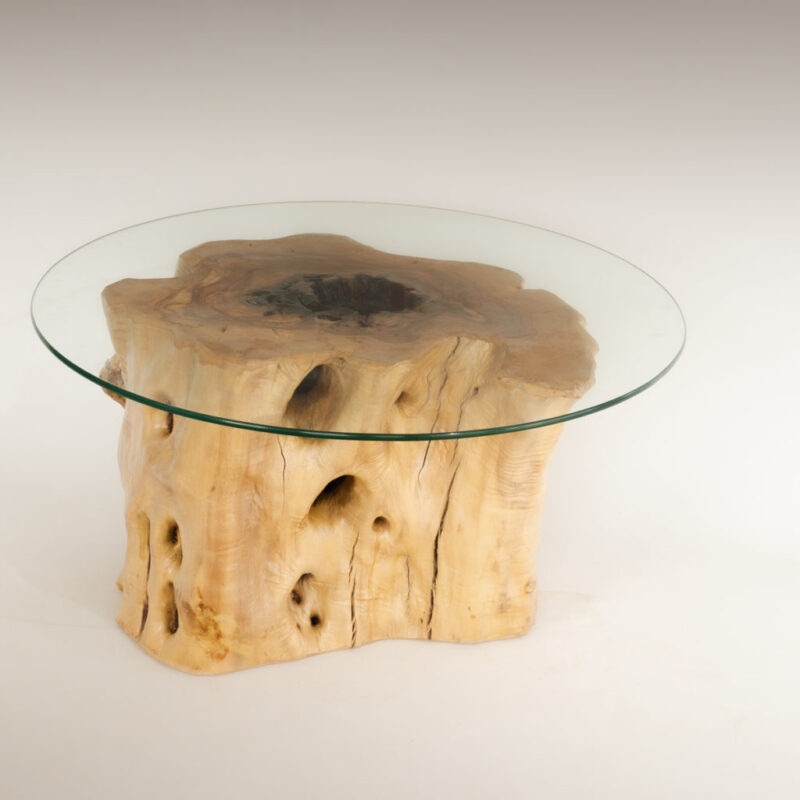 Mesa de Olivo de tronco natural de 37x50x55 | MiRococo.com