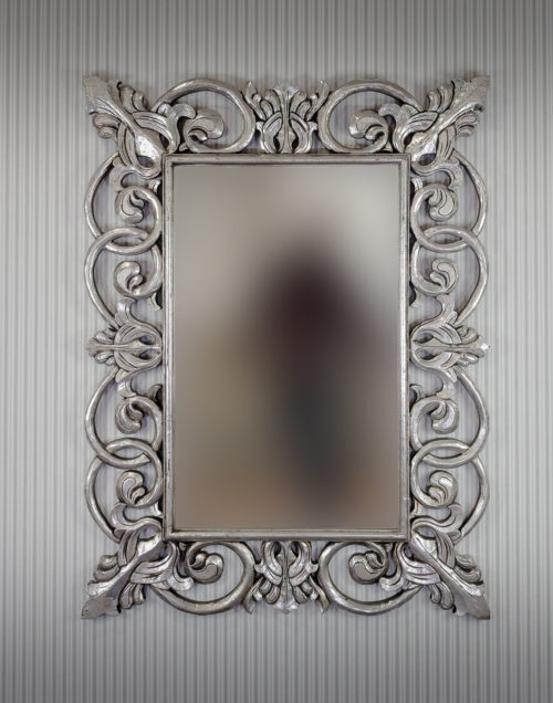 Espejo de pared decorativo Italiano Mirror Plata (envejecido) de 120cm.