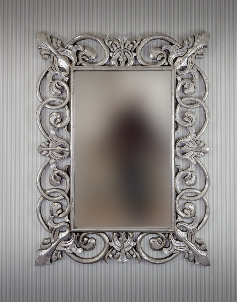 Espejo de pared decorativo Italiano Mirror Plata (envejecido) de 120cm.