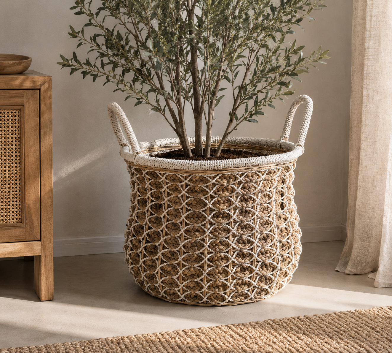 cesto natural jumbo grande Cesto jumbo blanco-natural 56x50cm (grande)