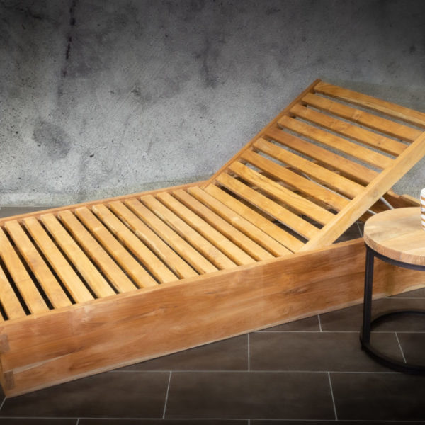 Tumbona de madera de teca reclinable de 90x180cm