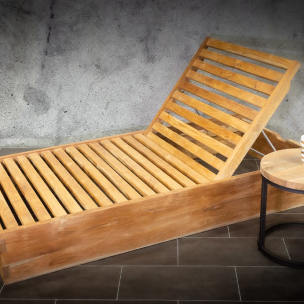 Tumbona de madera de teca reclinable