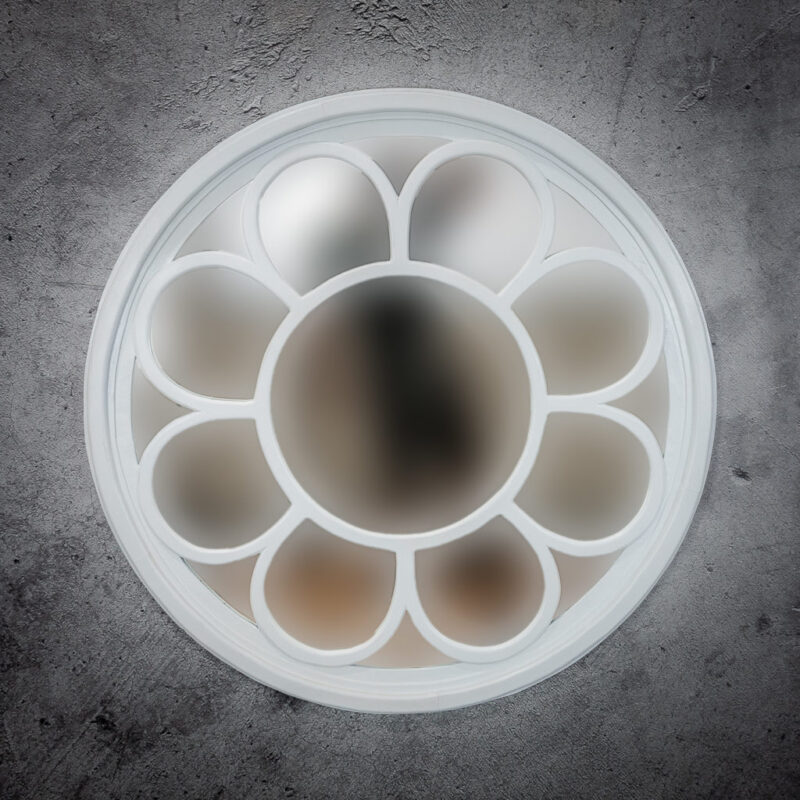 Espejo de pared decorativo Round Ozone de 120cm WHITE DUCO de 120x120cm. Rococó
