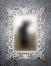 Espejo decorativo de madera Italiano Mirror de 120x90 en Blanco decapado