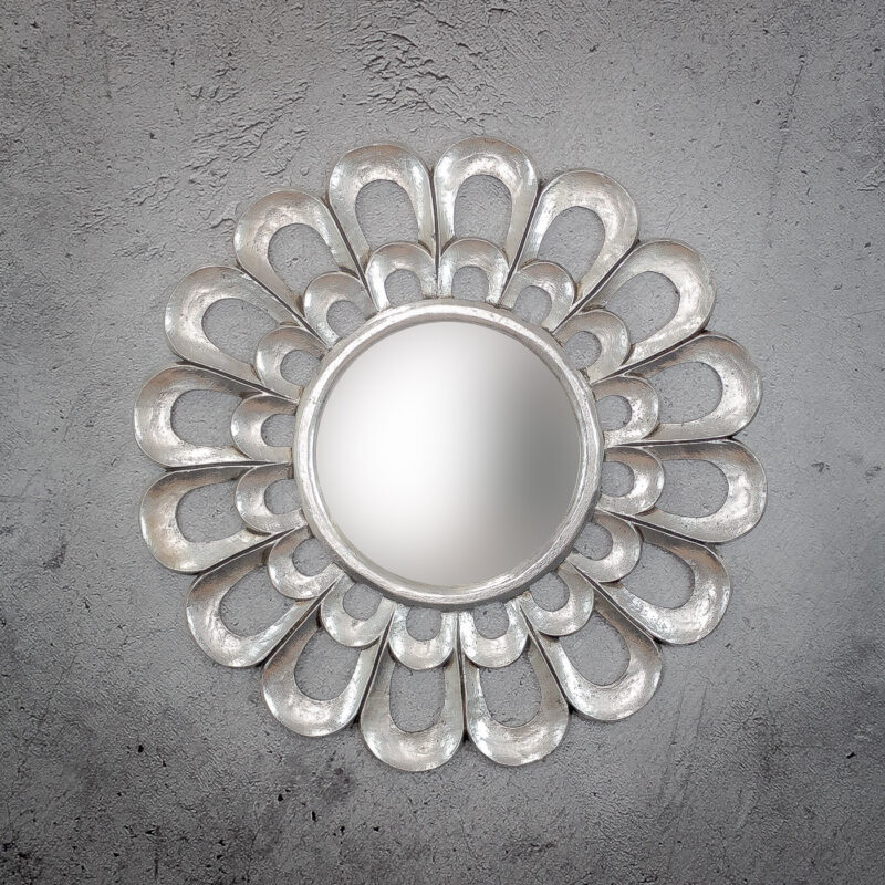 Espejo de pared decorativo Round Mabeled de 80cm en Plata (envejecida)