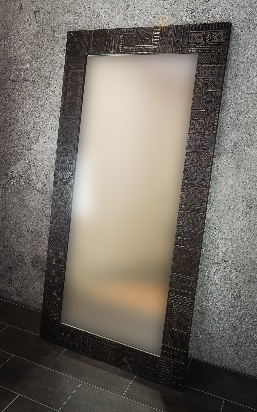 Espejo grande decorativo de madera tallada Etnic Carving de 200x100