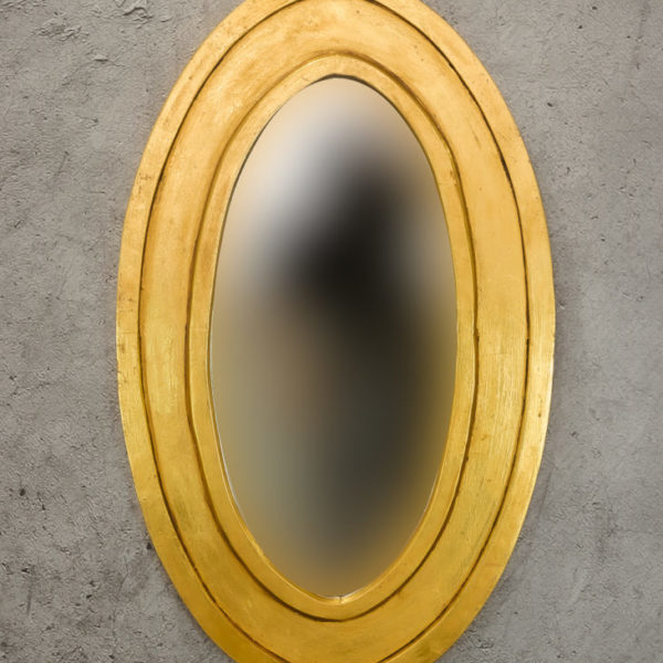 Espejo decorativo de madera Bulig Oval de 60x100cm en Oro (envejecido)