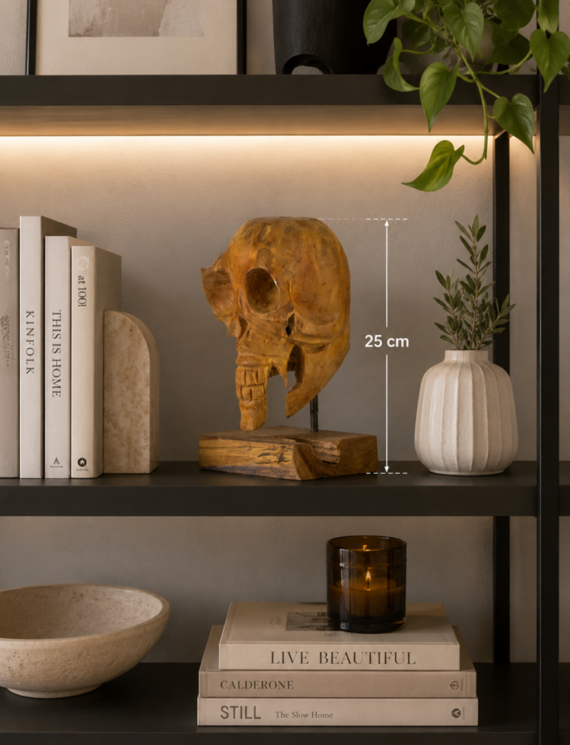 Calavera decorativa de madera de Teca