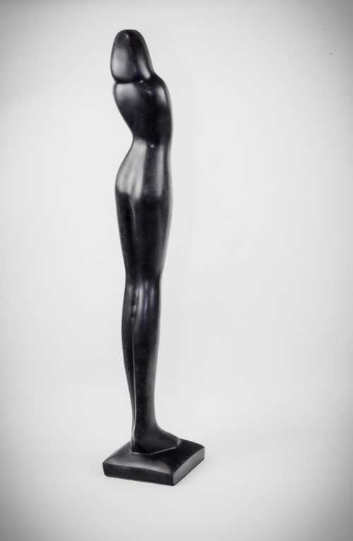 Escultura mujer en piedra negra decorativa de 70 cm MiRococo