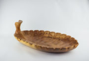Bol decorativo tallado con formad e hoja en madera de Teca de 55x30x17cm aprox.. MiRococo