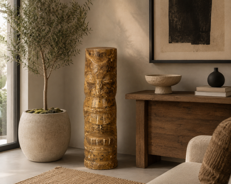 Figura tótem de madera tallada de 100cm