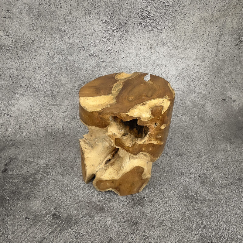 Mueble auxiliar redondo de madera de Teca maciza de 46x40cm aprox.