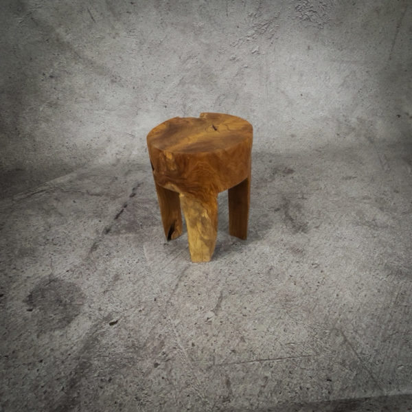 Taburete redondo de madera rústica de Teca antigua