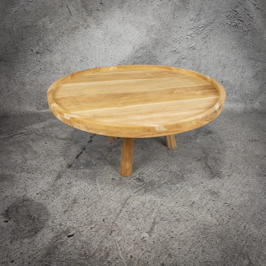 Mesa café redonda de madera de caoba tallada y hierro de 95cm. Rococó