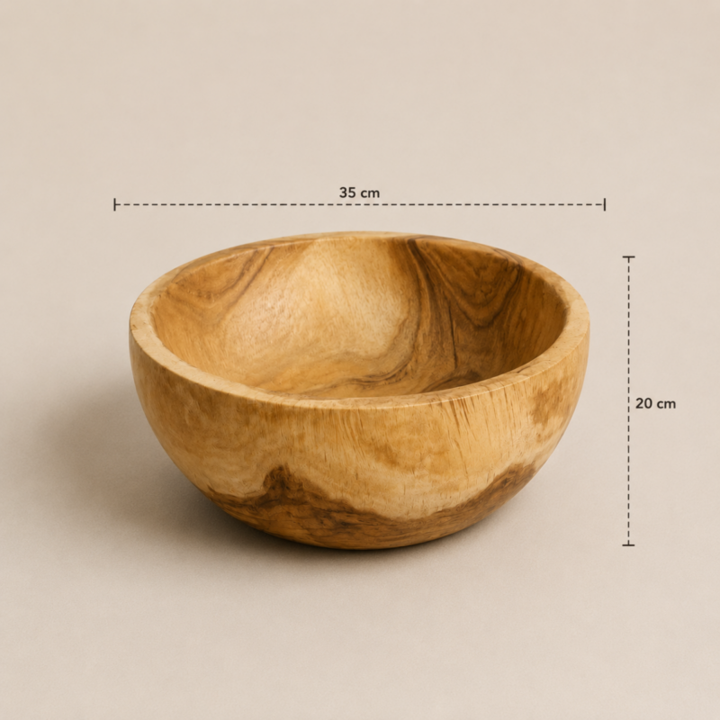 Bol redondo de madera de una pieza de 35x20cm (aprox)