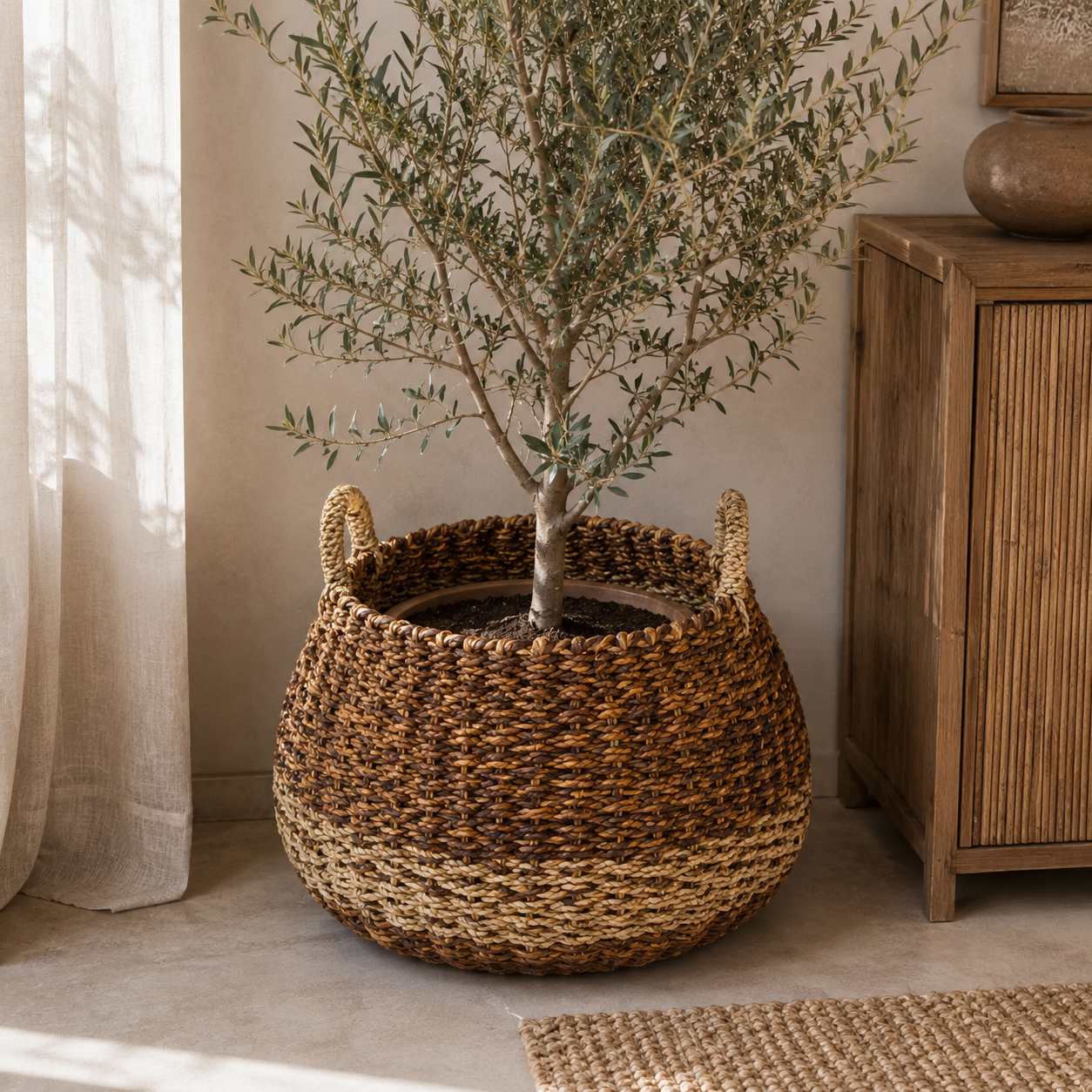 cesto natural marrones Cesto Gentong de 36x50x29cm