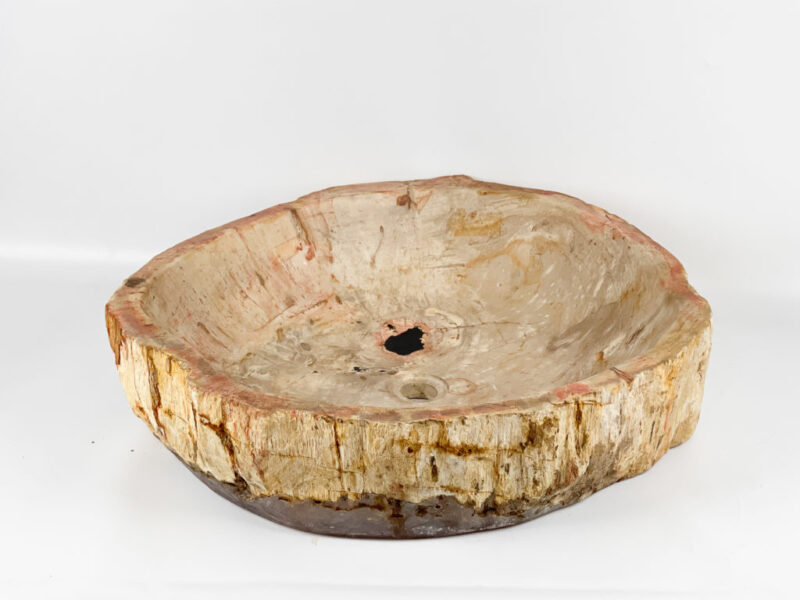 Lavabo grande de madera petrificada (fosilizada) de tamaño 63x61x15cm