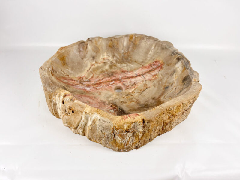 Lavabo grande de madera petrificada (fosilizada) de tamaño 64X58X14cm