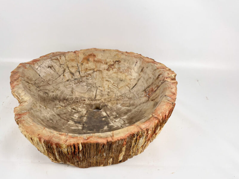 Lavabo grande de madera petrificada (fosilizada) de tamaño 64x56x16cm