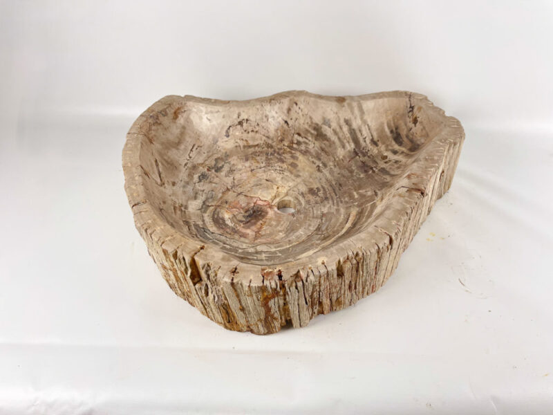 Lavabo grande de madera petrificada (fosilizada) de tamaño 65x56x12cm