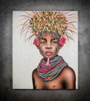Pintura al óleo africana sobre lienzo decorativo de 100x120cm