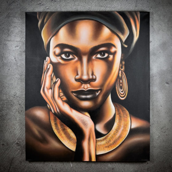 Lienzo cuadro original al oleo mujer africana