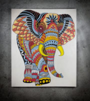 Oleo pintura colorista elefante, original sobre lienzo de 100x120cm
