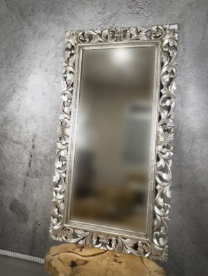 Espejo de pared decorativo Kamblung en Plata envejecida de 150x80cm