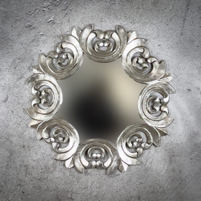 Espejo de pared decorativo Palermo Rounded tallado en madera. Solo en MiRococo