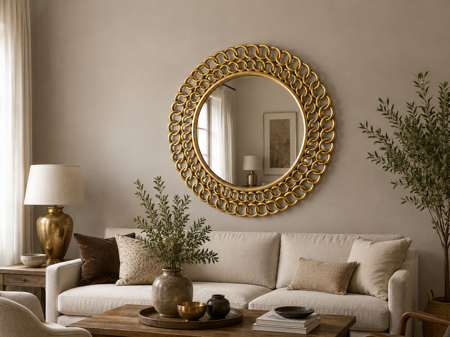 Espejo Doble Taly Espejo de pared decorativo Doble Taly Jenny en Oro envejecido de 120cm