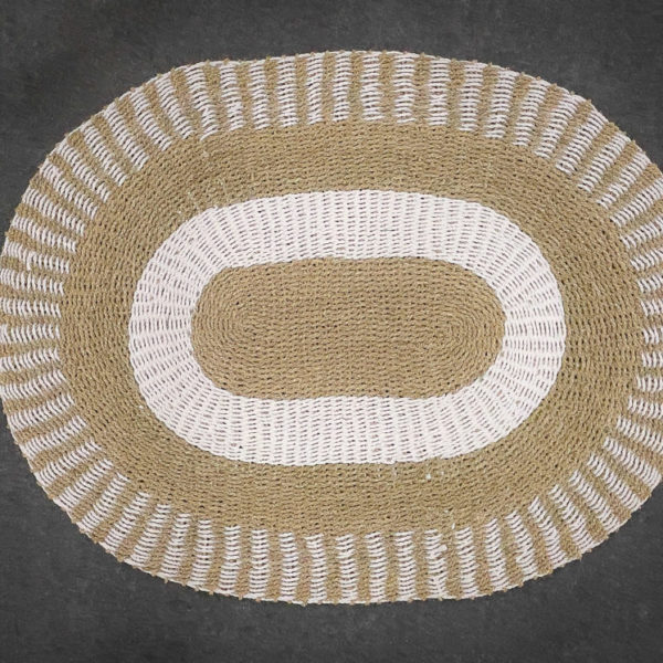 Alfombra Oval en blanco-natural de 160x120cm