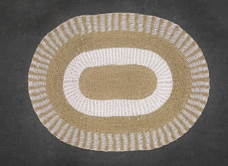 Alfombra Oval en blanco-natural de 160x120cm