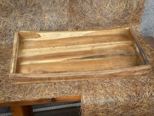 Bandeja alargada de madera de teca de 80x40 cm