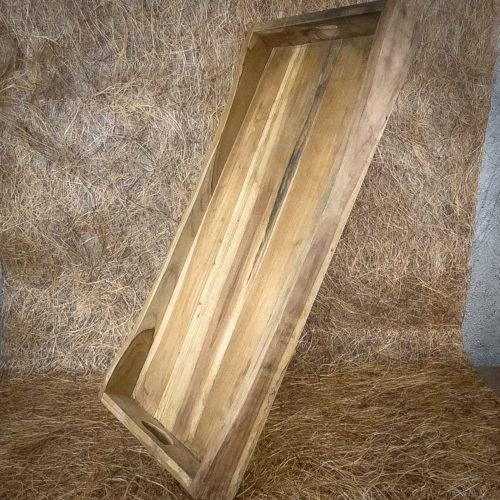 Bandeja alargada de madera de teca de 80x40 cm