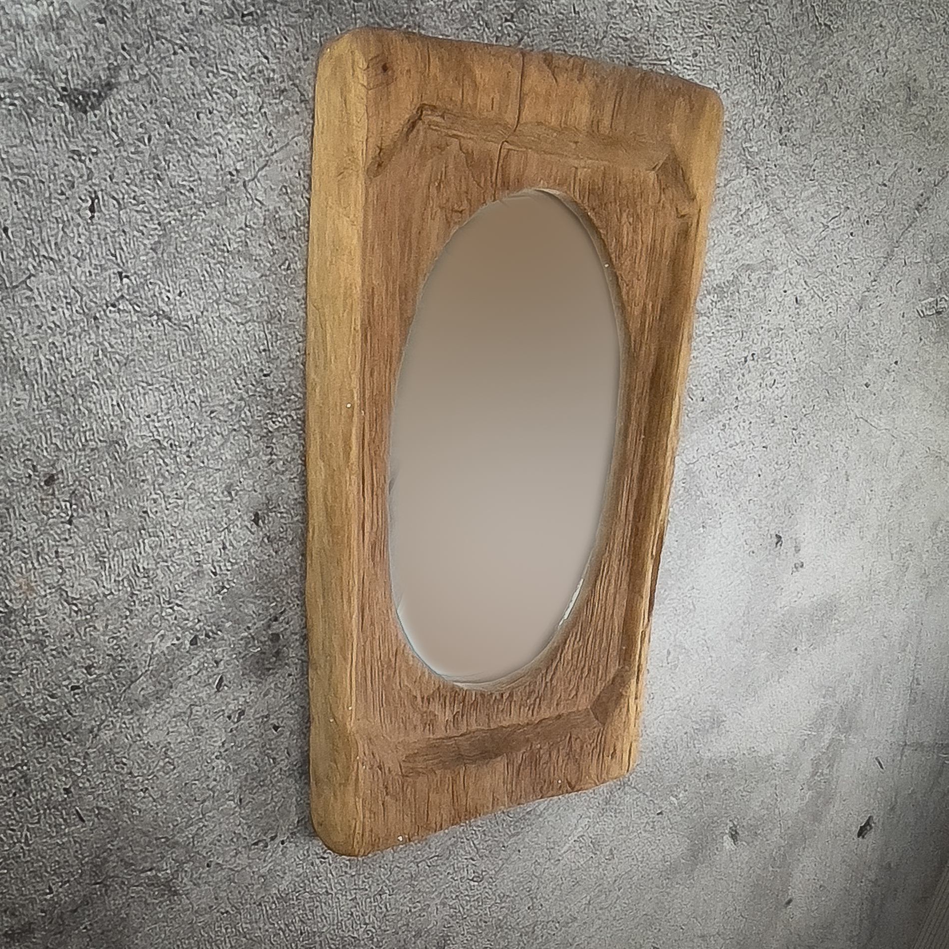 Espejo de madera de teca rústica antigua de43x70x5cm.